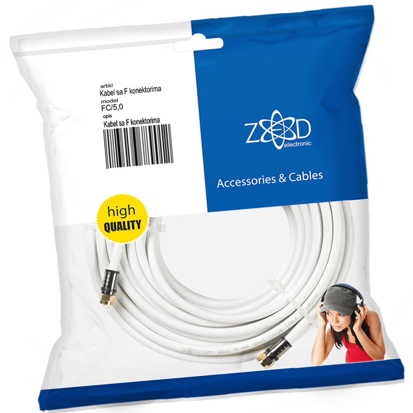 ZED electronic Antenski kabl sa F - konektorima, 5.0 met - FC/5,0