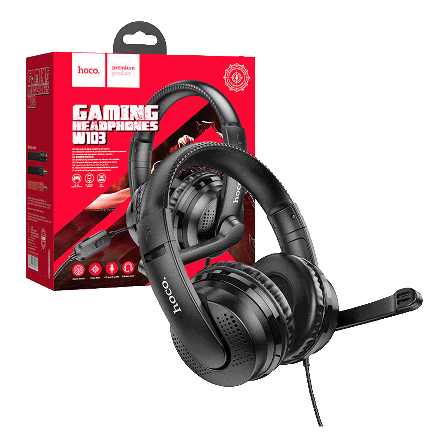 hoco. Slušalice sa mikrofonom, gaming, 3.5 mm, crna - W103 Magic tour, Black