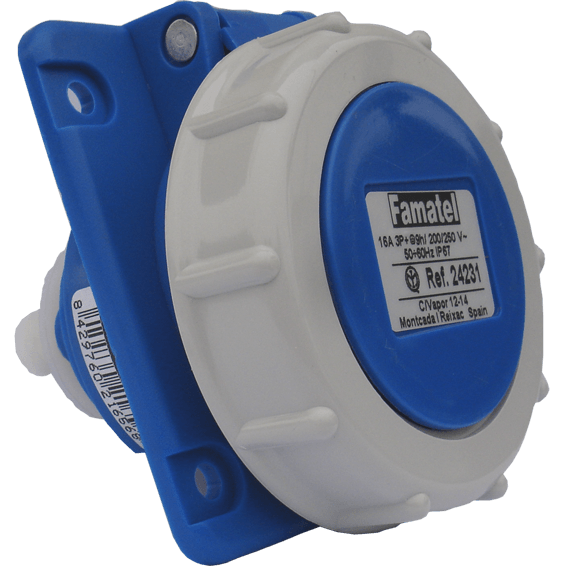 Famatel Utičnica zidna 10°, 16A, 220-240V, 3 polna (3P+T), H9, IP67 - 24231