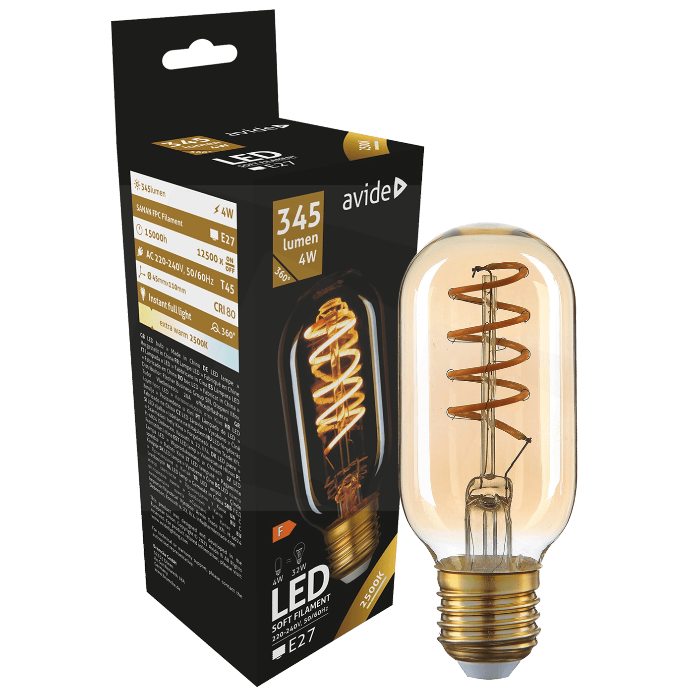 Avide Sijalica, LED 4W, E27, 2700K, 360°, 230V AC, toplo bijela - T45 4W E27