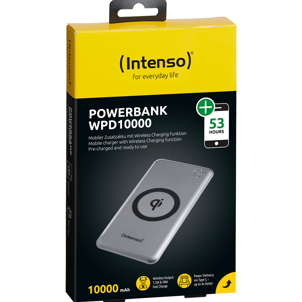 (Intenso) Prijenosni punjač za mobitele i tablete 10000mAh, bežični - POWERBANK WPD10000 silver