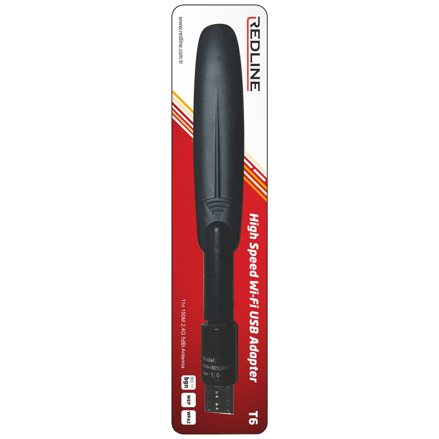 REDLINE Wi-Fi mrežna kartica, USB, 2.4 GHz, 5 dB, 150 Mbps, RTL8188 - T6 WiFi antenna