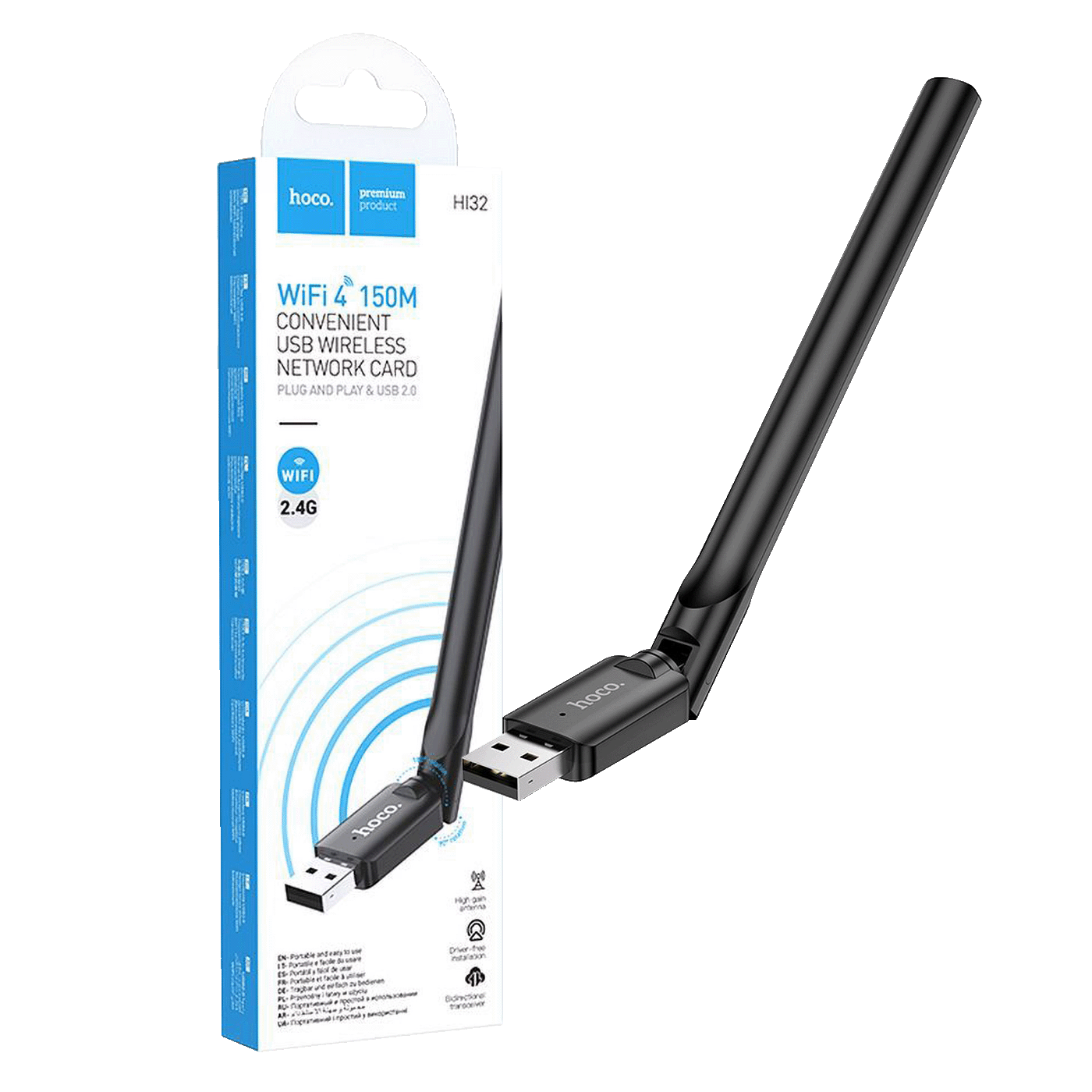 hoco. Wi-Fi mrežna kartica, USB, 5 dB, 150 Mbps - HI32 WiFi4 USB