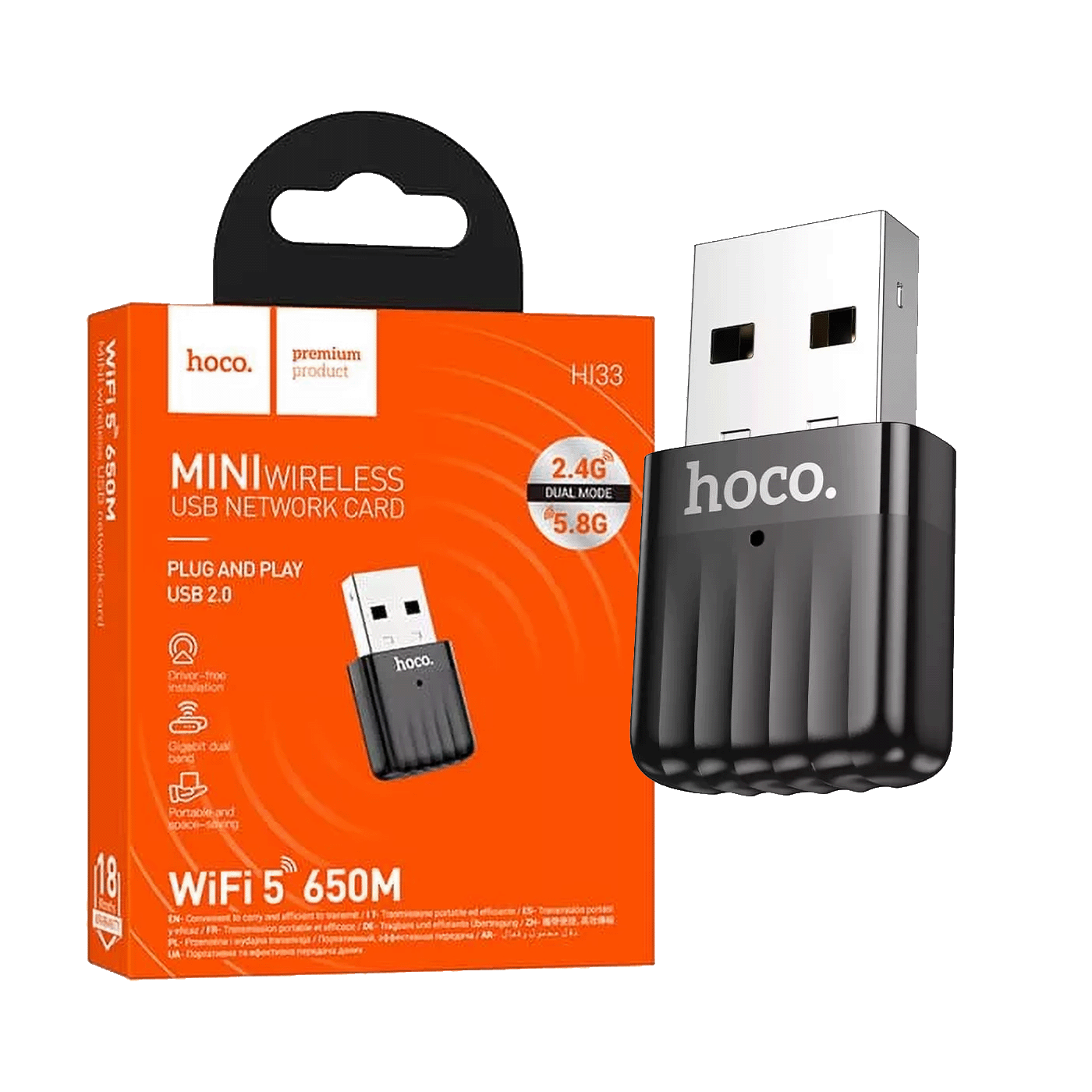 hoco. Wi-Fi mrežna kartica, 650 Mbps Dual Band, USB - HI33 USB