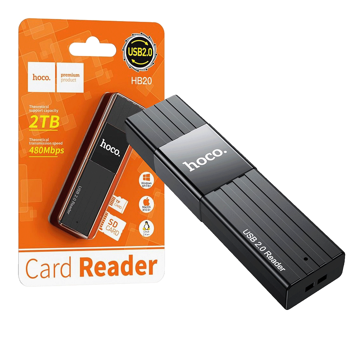 hoco. Čitač kartica, 2u1, USB - HB20 Mindful