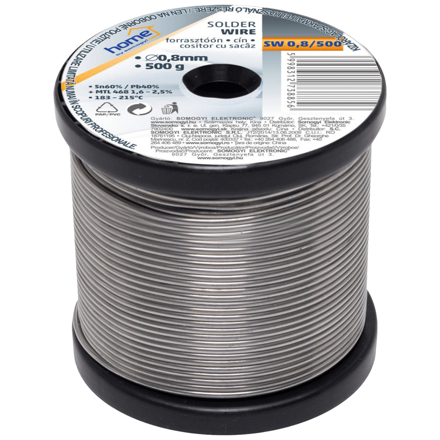 SMA Tinol za lemljenje, Ø 0.8 mm, 500g - SW 0.8/500