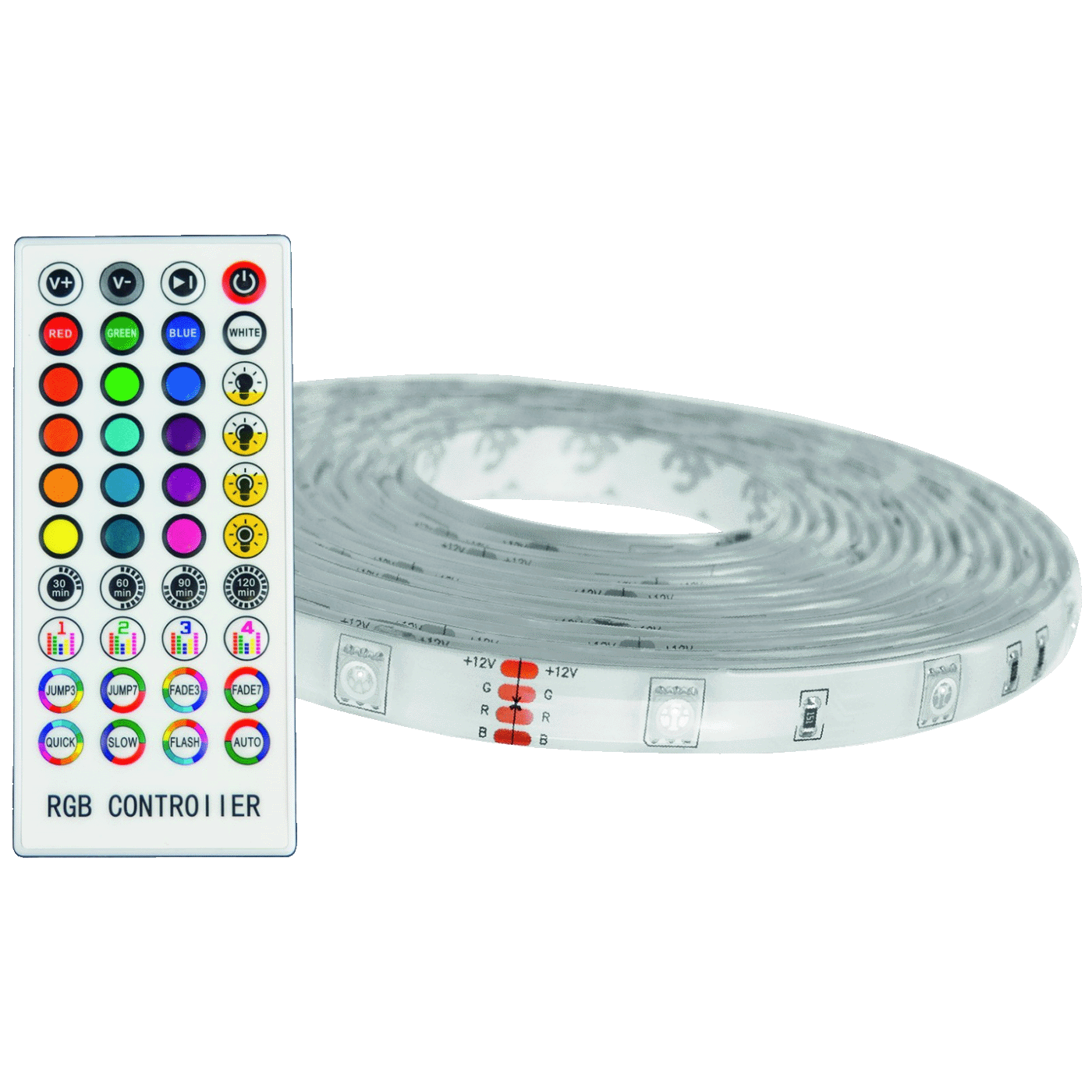 Avide LED traka sa daljinskim upravljačem, RGB, 16W, 12V, 5 met. - ALSB5050RGBMU40-5M