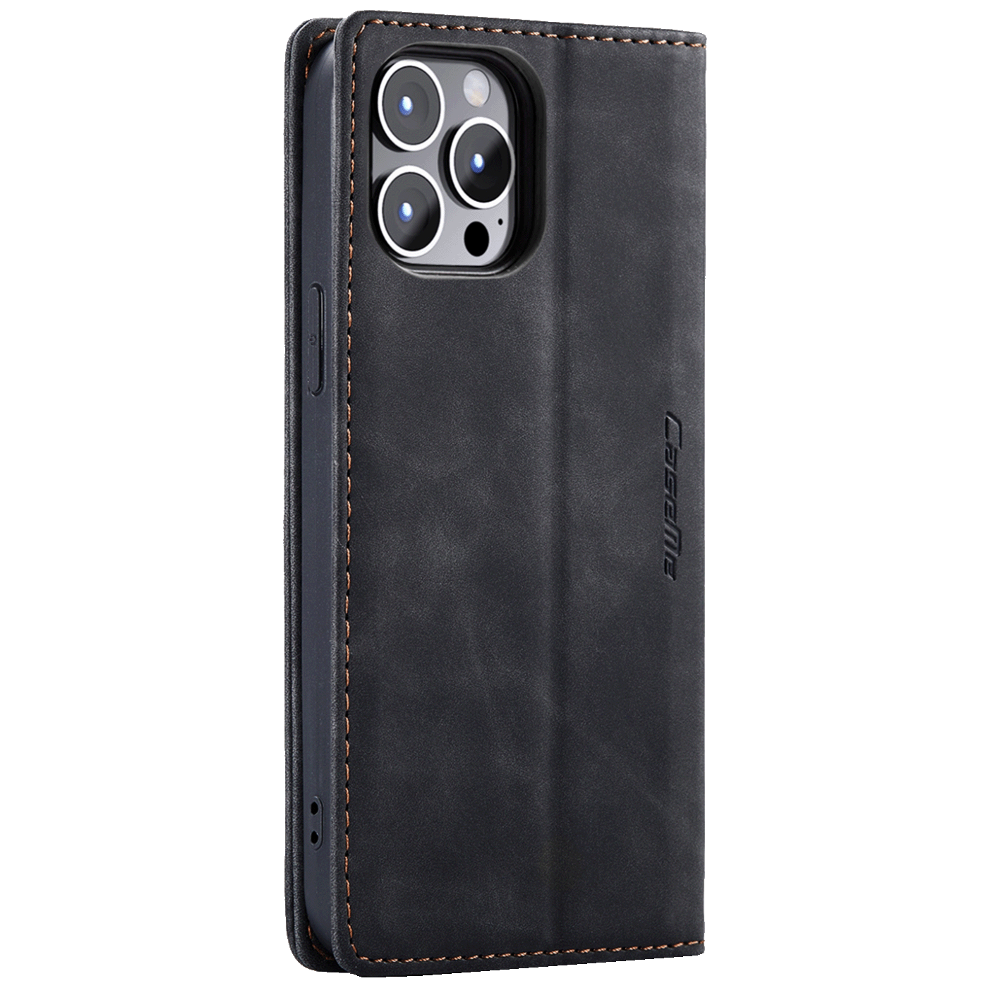 CaseMe Futrola preklopna za iPhone 15 Pro Max, koža, crna - Flip Lea. P. Case iPhone 15 Pro Max