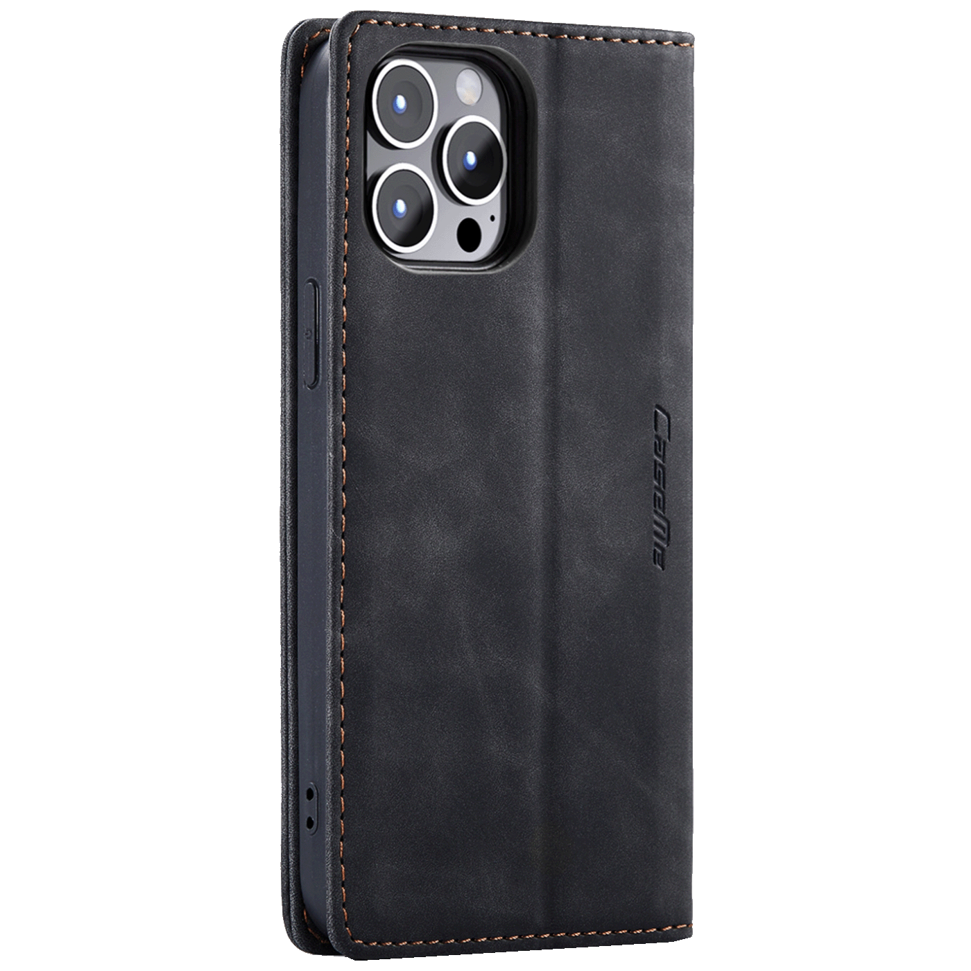 CaseMe Futrola preklopna za iPhone 14 Pro, koža, crna - Flip Leat. Phone Case iPhone 14 Pro