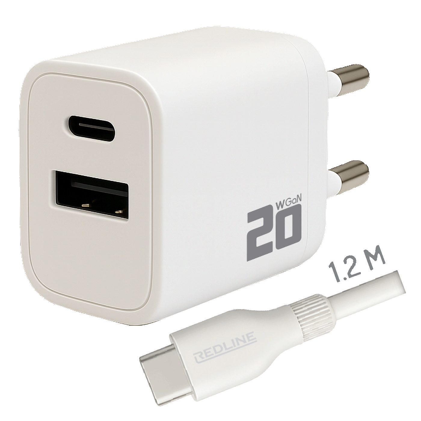 REDLINE Punjač sa USB-C kablom, 1 x USB-A, 1 x USB-C, brzi, 20W - PQ210AC+CC1.2M