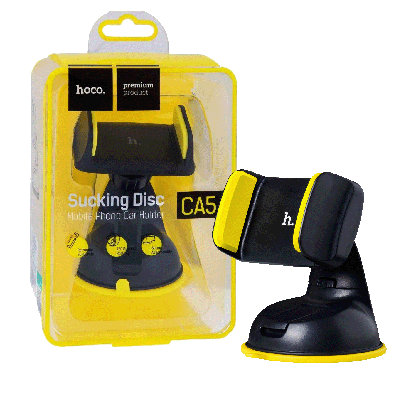 hoco. Auto držač za mobilne uređaje, vakuum - CA5 Yellow