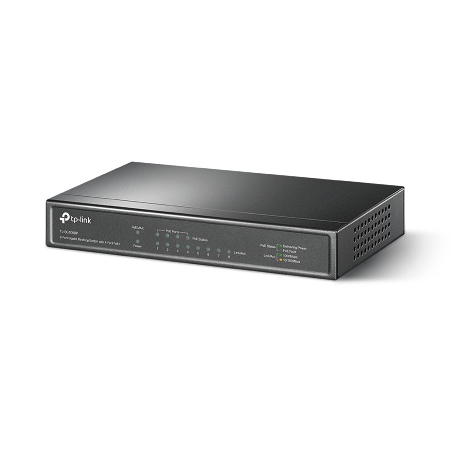 SWITCH TP-Link TL-SG1008P 8-Port Gigabit Desktop Switch with 4-Port PoE+, 64W PoE Power supply, Supports PoE power up to 30 W for each PoE port, 802.1