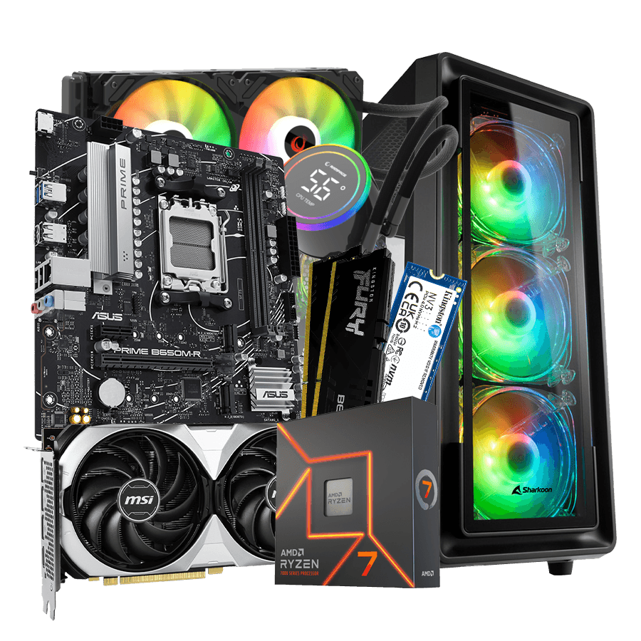 GNC GAMER CYBORG, B650, Ryzen 7 7700X 4,5GHz, RTX 4070 12GB, 32GB DDR5, 1TB NVMe SSD, 700W PSU, kućište Sharkoon gaming
