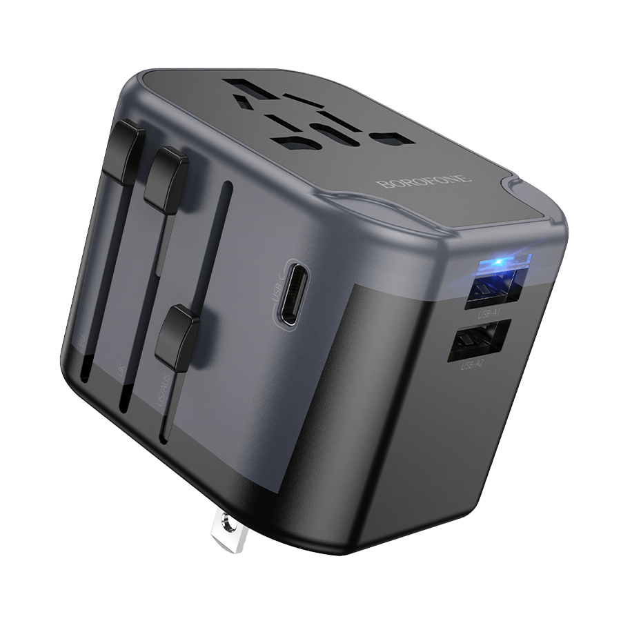 Univerzalni strujni adapter i USB punjač BOROFONE BAC12 Leader 3-port(1C2A), European EU/British UK/US US/Australian AUS