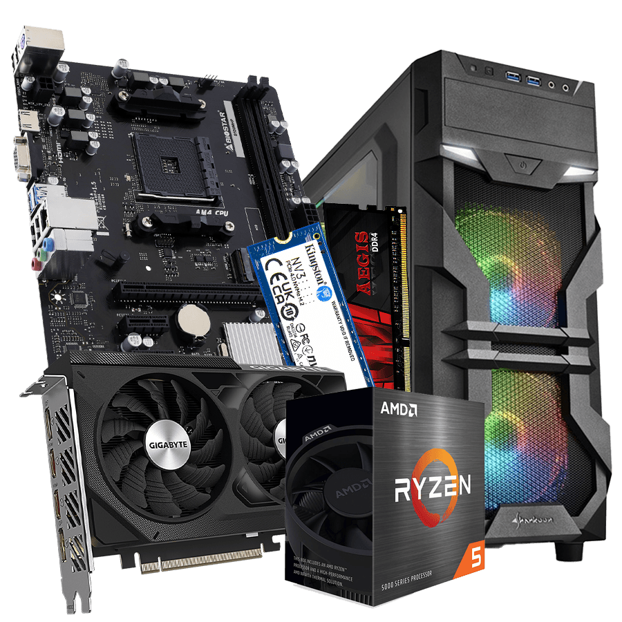 GNC GAMER SKILLER Ryzen 5 5600 3.5GHz up to 4.4GHz, MB B550, RAM 16 GB DDR4, GPU 4060 8GB, M.2 NVMe 512 GB, kućište gaming