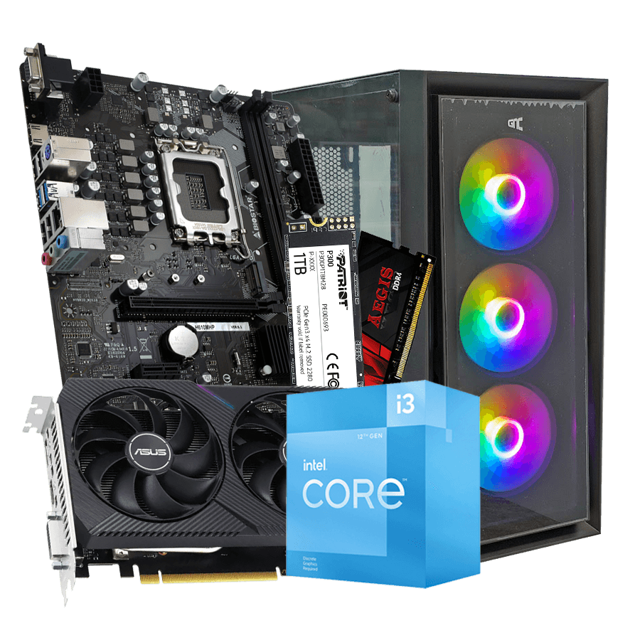 GNC GAMER HUNTER i3-12100F, H610, 16 GB DDR4, 1TB NVMe, RTX 3050 8GB, PSU 550W, gaming kućište