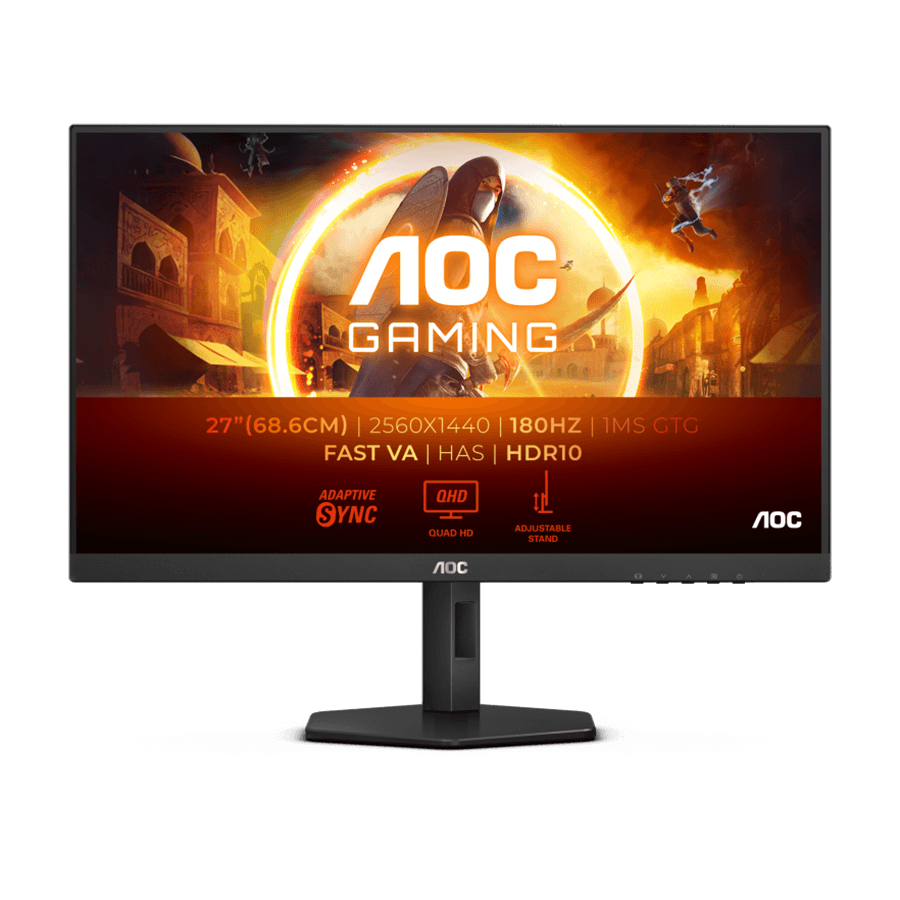 MONITOR AOC LED Q27G4XN 27" QHD 2560x1440 Fast VA 180Hz Adaptive Sync HDR 10 0.5ms 5000:1 300 cd/m2 2xHDMI 1xDP Full Ergonomic