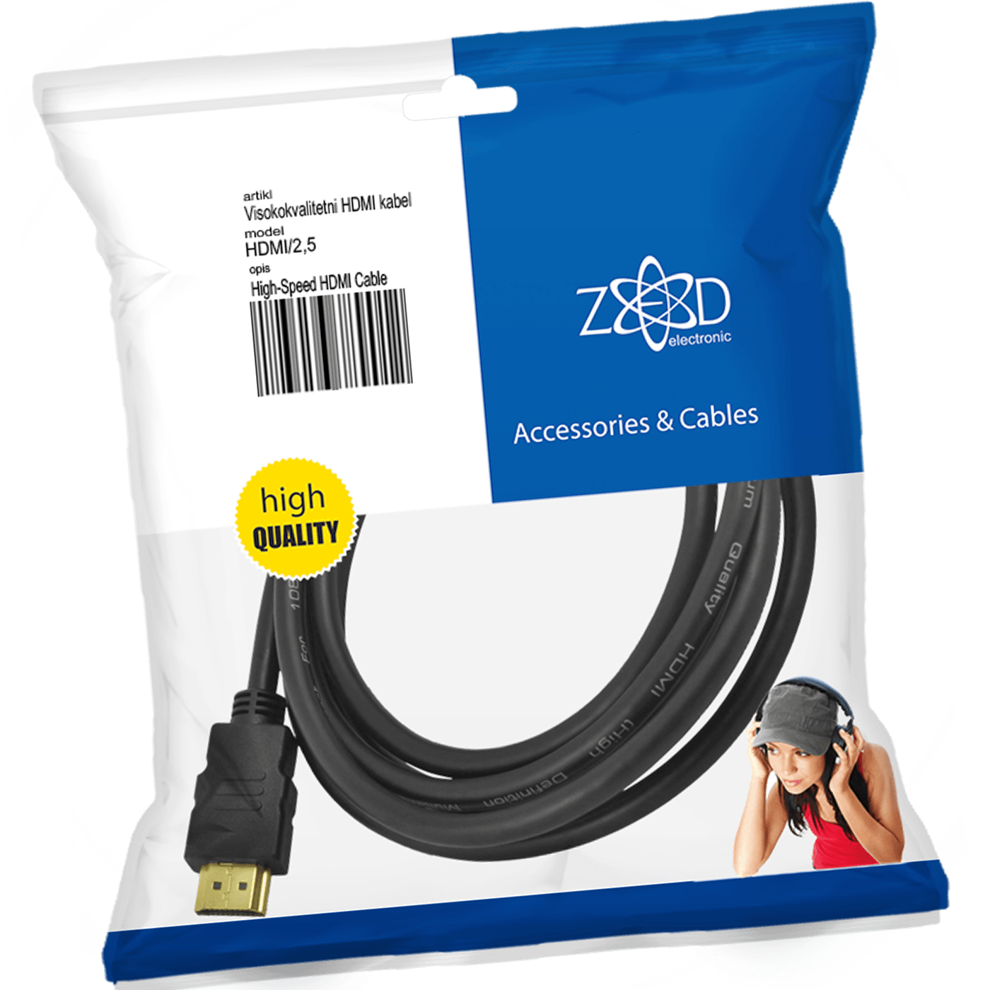 ZED electronic HDMI kabl, 2.5 met, ver. 1.4 - HDMI/2,5