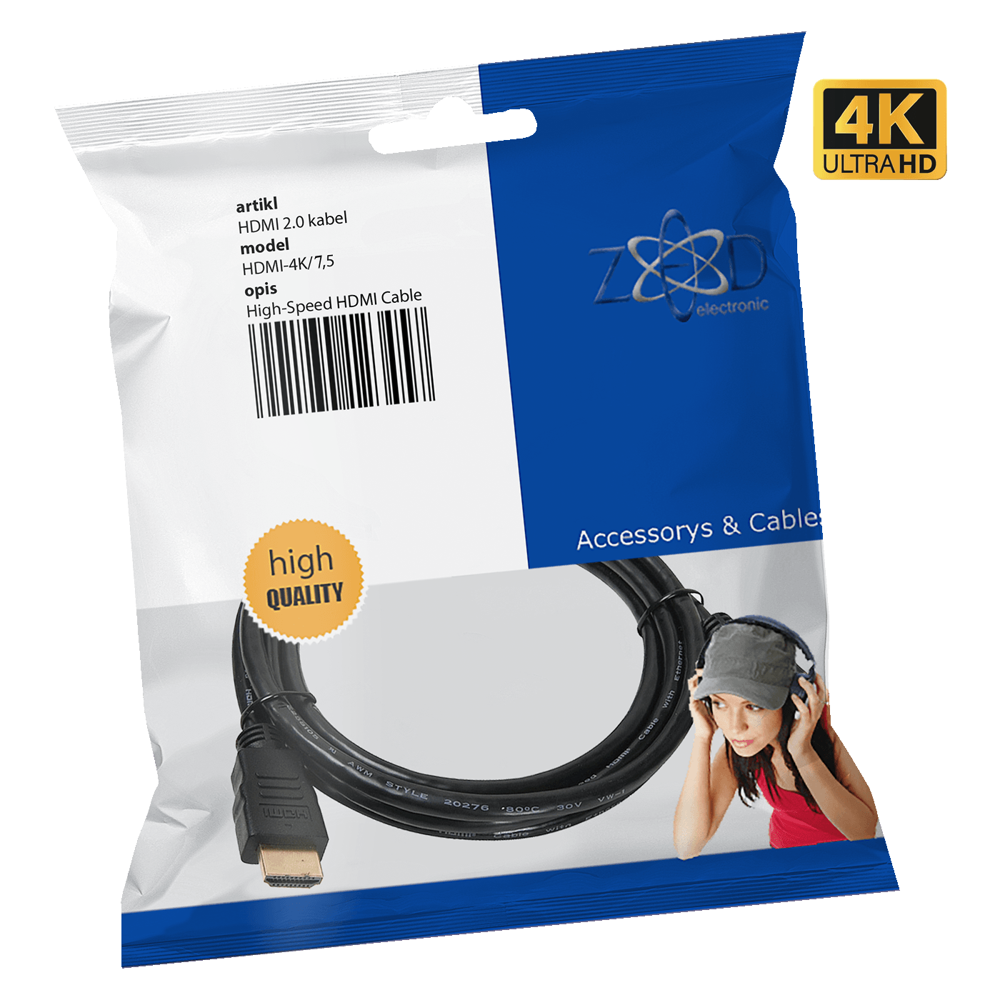 ZED electronic HDMI 2.0 kabl, 4K, dužina 7,5 met. - HDMI-4K/7.5