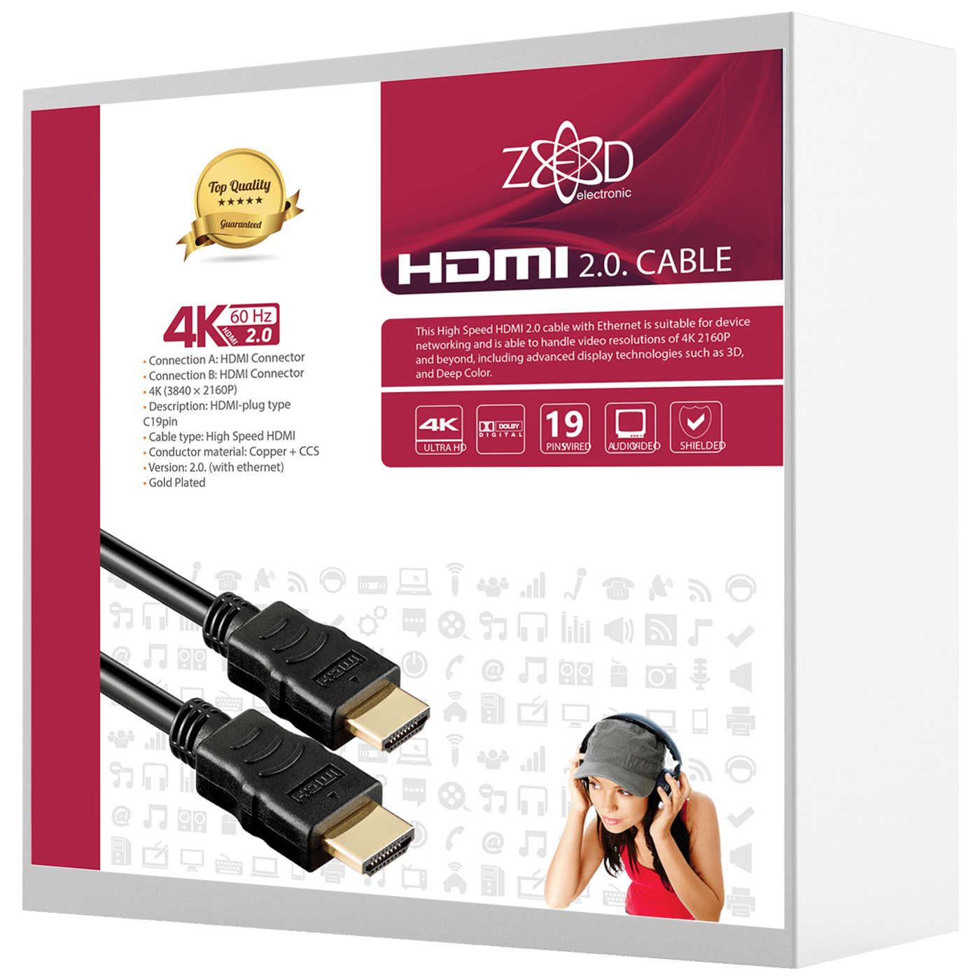 ZED electronic HDMI 2.0 kabl, 4K, dužina 20,0 met. - HDMI-4K/20