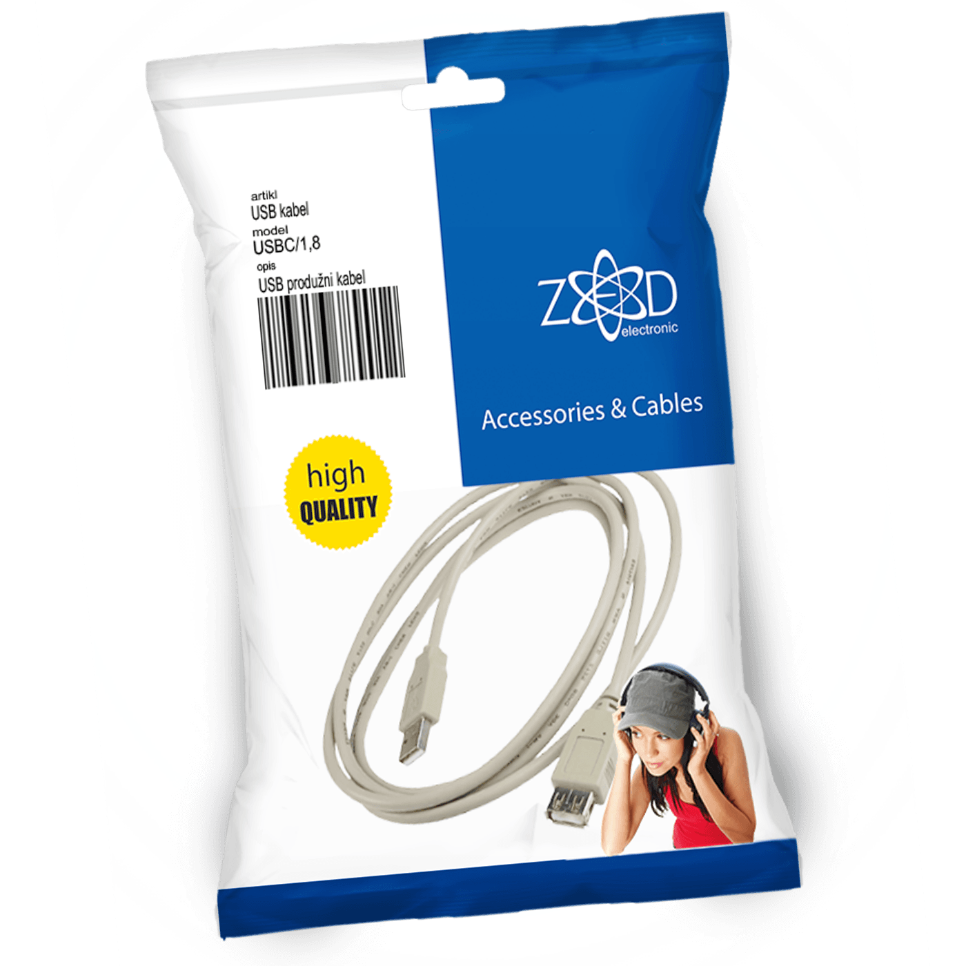 ZED electronic USB produžni kabl, dužina 1.8 metara - USBC/1,8