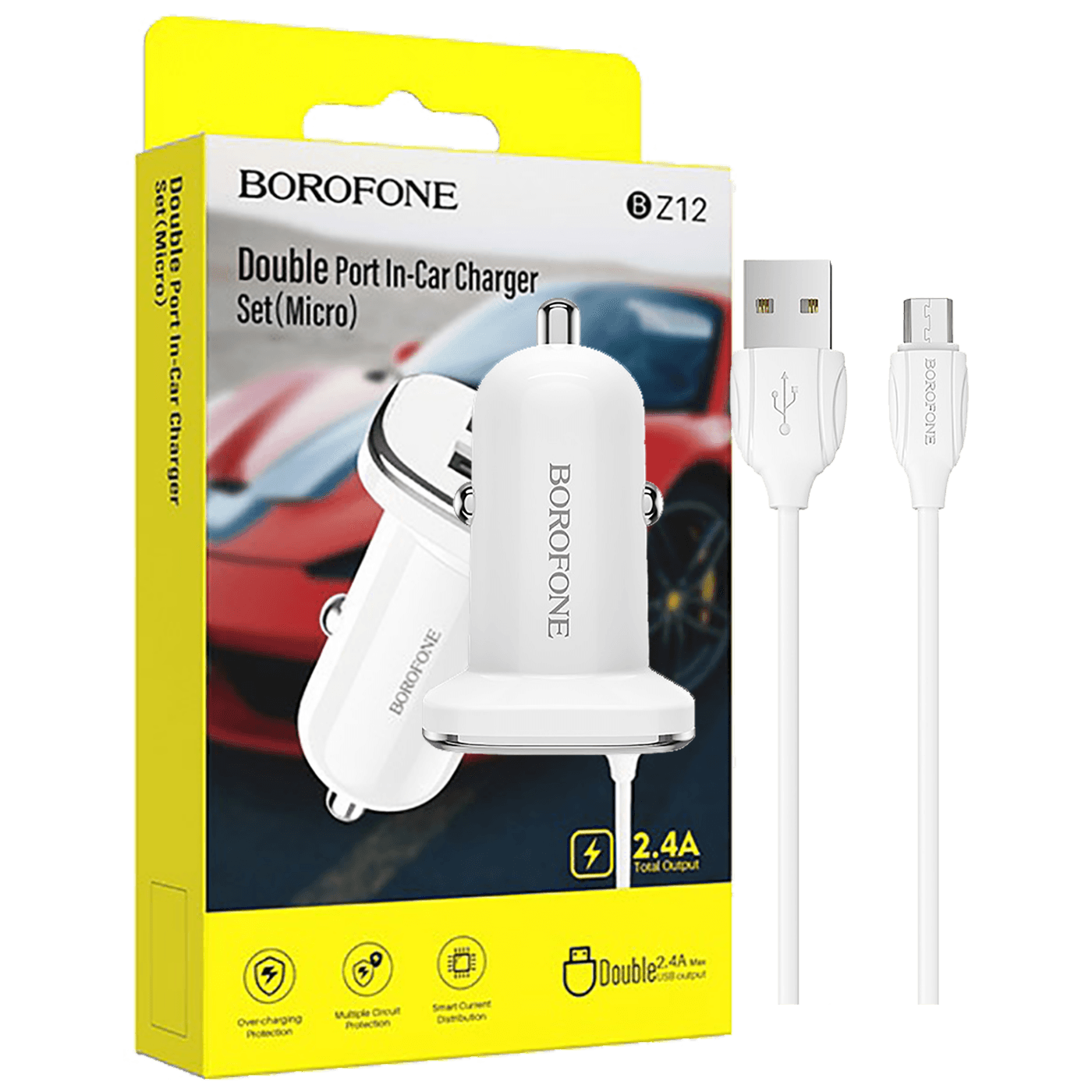 Borofone Auto punjač sa micro USB kabelom, 2 x USB, 5 V/2.4 A - BZ12 Lasting power set