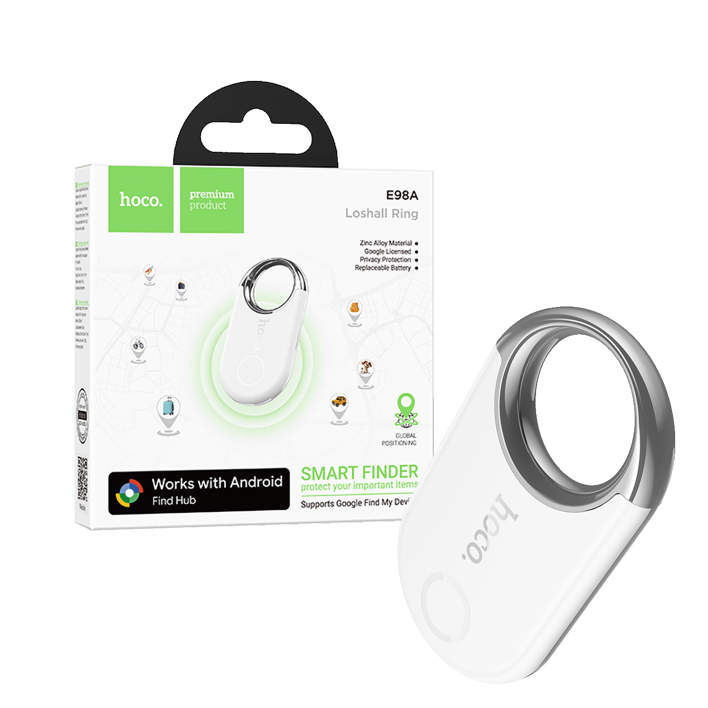 hoco. Inteligentni lokator uređaja, Google Find My Device - E98A Starry, White