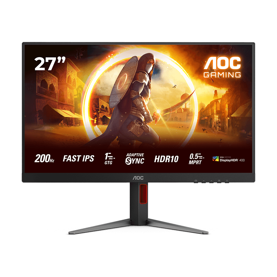 MONITOR AOC Gaming 27G4HA 27" 200Hz Fast IPS, 1920x1080 FHD, 0.5ms MPRT / 1ms GtG, 1000:1, 178/178, 2xHDMI 2.0 / DP 1.4 / Audio Out, 3-sides frameless