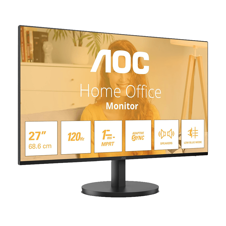 MONITOR AOC 27B31H 27" IPS, 1920x1080, 120Hz, 1ms MPRT, 300 cd/m2, 1500:1, Adaptive Sync, VGA, HDMI, Tilt, Black, VESA, 3y