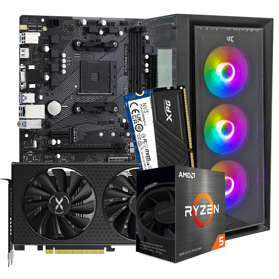 GNC GAMER SUPER SONIC AMD Ryzen 5 5500, A520, RX 7600 8 GB, 16GB DDR4, SSD 1TB, PSU 650W, kućište gaming