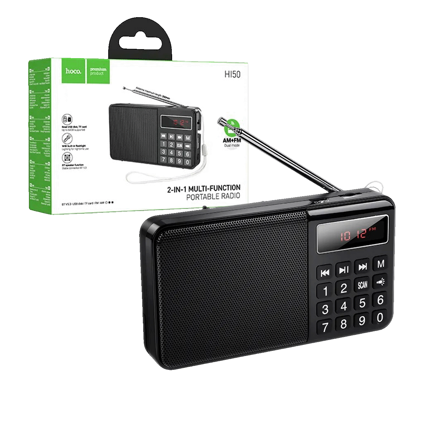 hoco. Radio prijemnik, džepni, AM/FM, MP3, Bluetooth - HI50