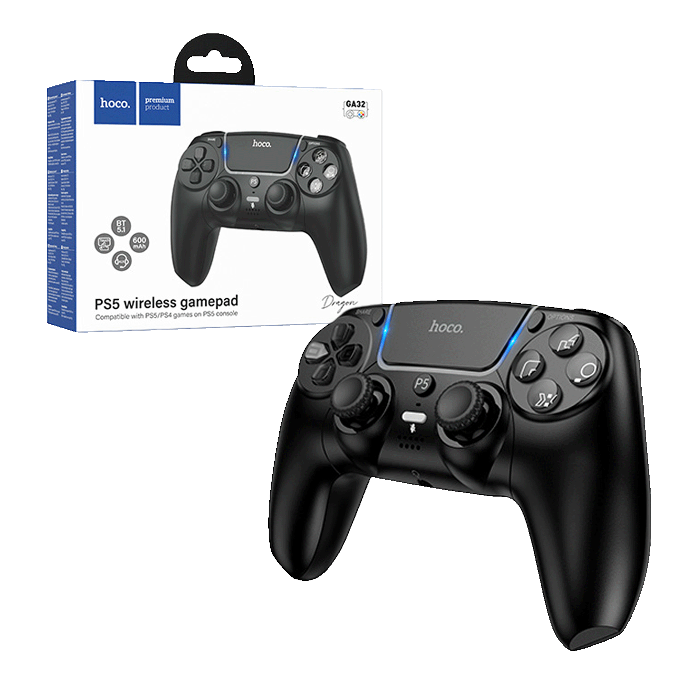 hoco. Gamepad bežični za PS5, 600 mAh - GA32 Black