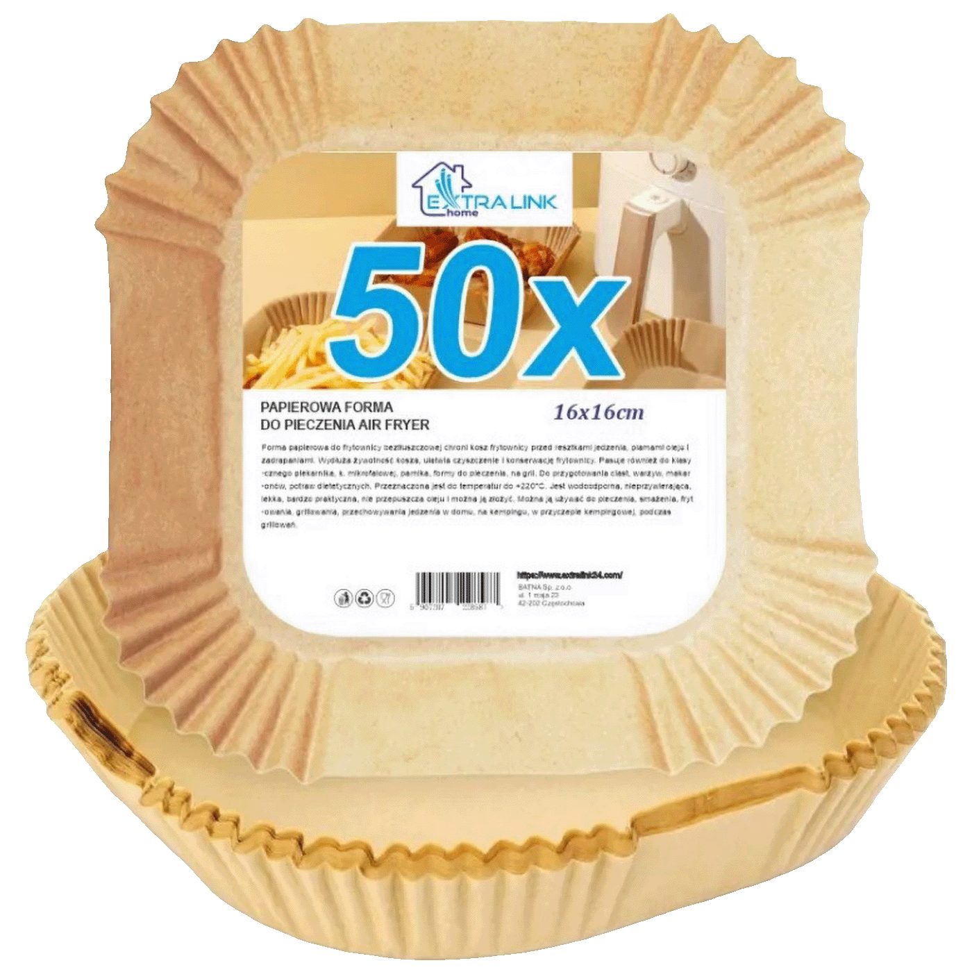 Extralink Papir za pečenje za friteze na vrući zrak,16x16 cm,50 kom. - Paper Liners for Air Fryers 50pcs