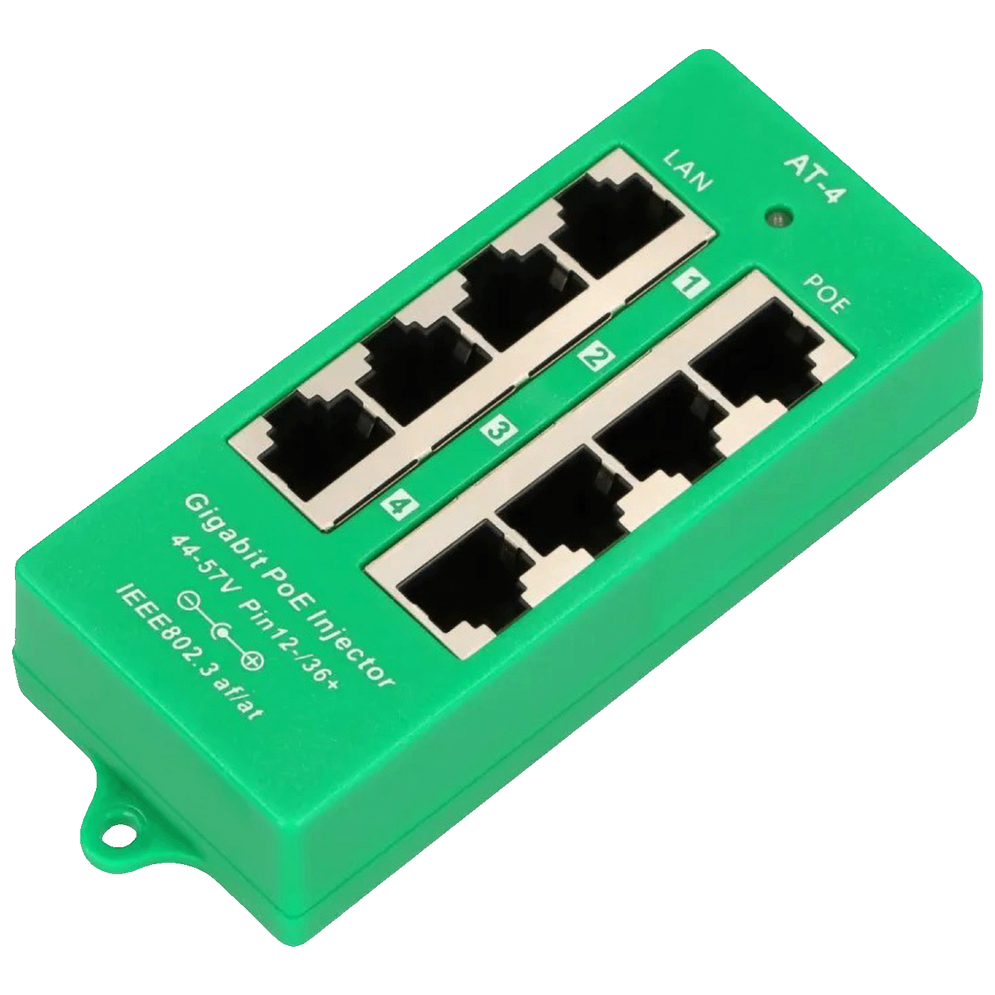 Extralink PoE Injector sa 4 Gigabit 802.3at/af porta, Mode A, aktivni - 4 Port Gigabit PoE Injector
